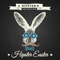 Hipster Easter - easter poster with bunny.