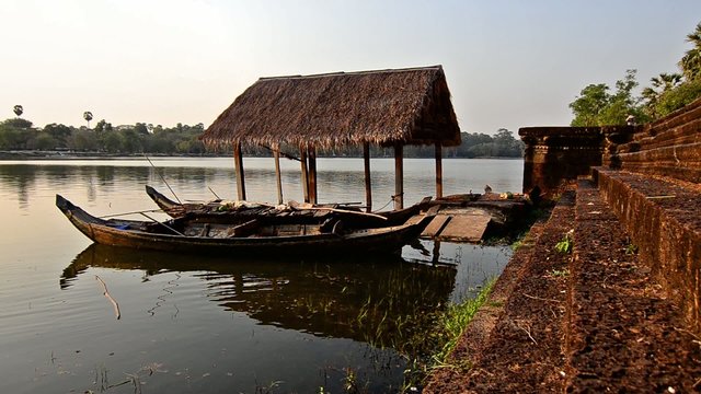 cambodia, mekong river and small boats