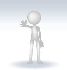 3d small man waving hand