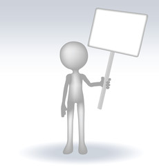 3d man holding a page on white backround