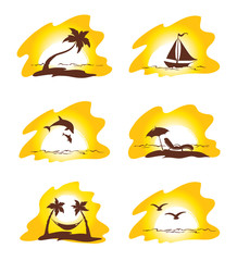 Set  - island and palms