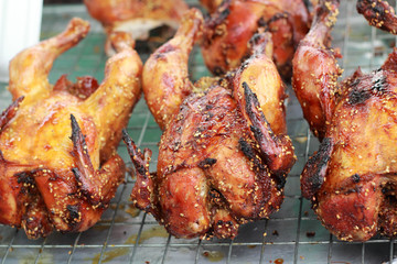 Grilled chicken in the market