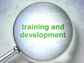Education concept: Training and Development with optical glass