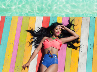 Tropical summer holiday woman fashion vogue concept