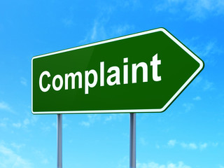 Law concept: Complaint on road sign background