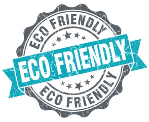 Eco friendly blue grunge retro style isolated seal