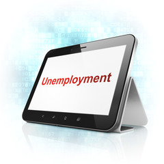 Finance concept: Unemployment on tablet pc computer