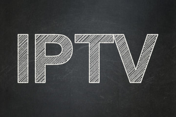 Web design concept: IPTV on chalkboard background