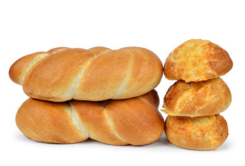 Bread with bun Isolated on white background