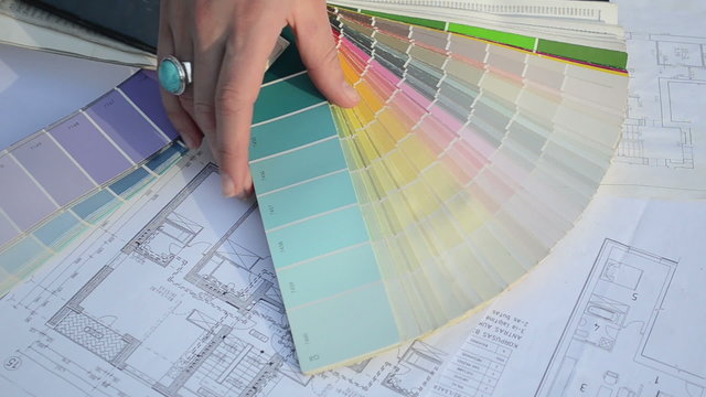 woman choose tint hue color scale palette flat house plans