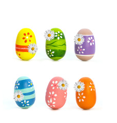 Bunte Ostereier mit Blümchen im Set