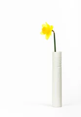 Light filtering roller blinds Narcissus A single daffodil in a white vase