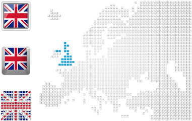 United Kingdom on map of Europe