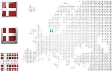 Fototapeta na wymiar Denmark on map of Europe