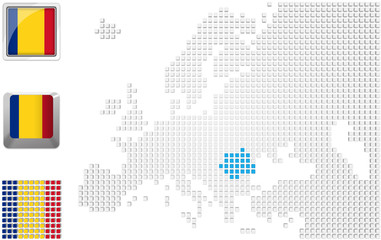 Fototapeta na wymiar Romania on map of Europe