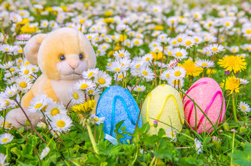 Rabbit and easter eggs