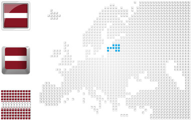 Fototapeta na wymiar Latvia on map of Europe