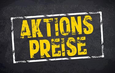 Kreidetafel mit Stempel und Aktionspreise