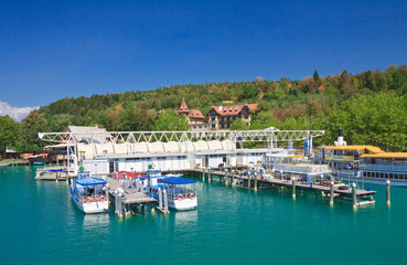 Fototapeta na wymiar Klagenfurt resort jetty. Austria