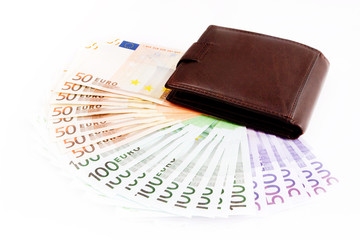 leather wallets and European Currency, euro