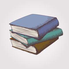 Vector colorful sketch of books stack