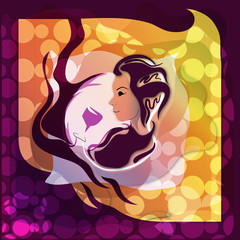 Abstraction - "girl autumn leaf fall"
