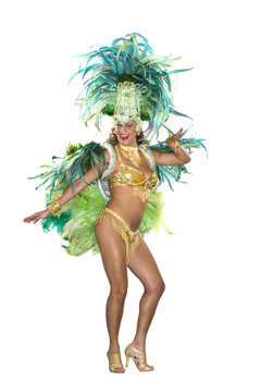 Carnival, Samba Dancer, dressed in feather costume, World Cup