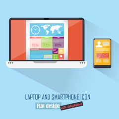 Laptop and smartphone icon set
