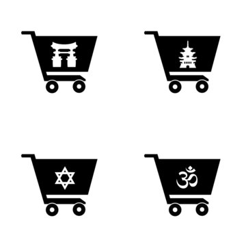 Symboles religieux dans 4 caddies