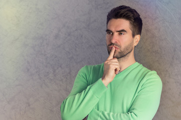 Thinking bearded Man with Light Leaks