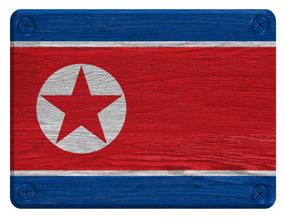 North Korea flag painted on wooden tag
