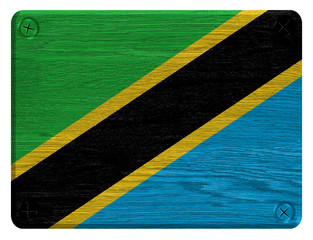 Tanzania flag painted on wooden tag
