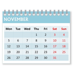 Calendar sheet for november