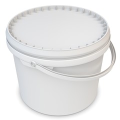 3d blank white tub paint plastic bucket container