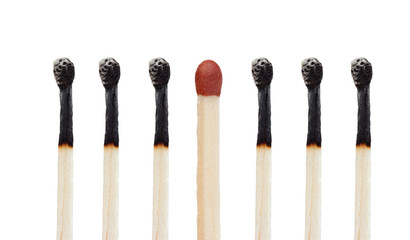 Many burned matches and a match without burning