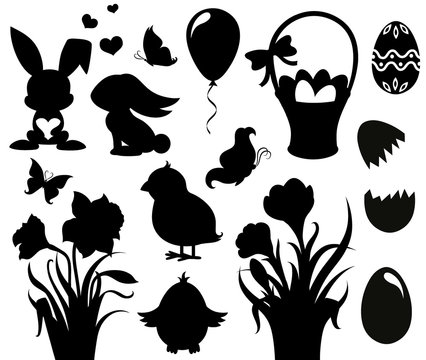 Set of silhouettes for Easter.