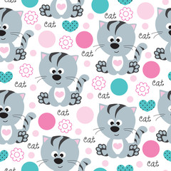 Obraz premium cute and flower cute seamless pattern vector illustration