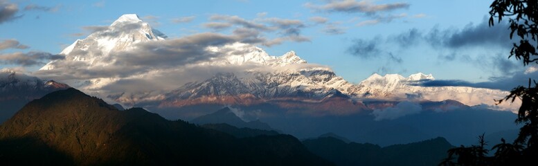Fototapeta na wymiar Evening view of mount Dhaulagiri - Nepal