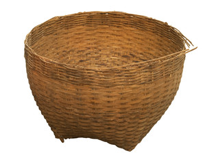 empty bamboo basket isolated on white