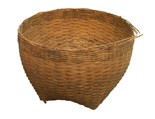 Fototapeta premium empty bamboo basket isolated on white