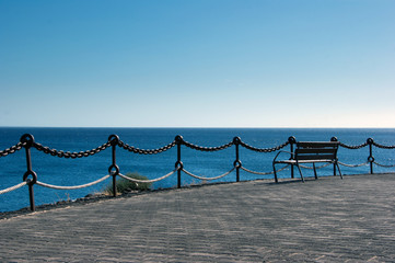 empty bench in playa  blanca, lanzarote