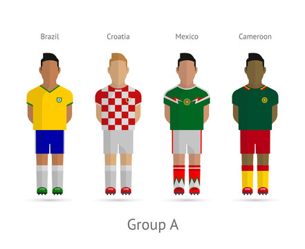 Football teams. Group A - Brazil, Croatia, Mexico, Cameroon
