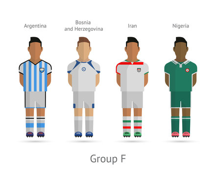 Football teams. Group F, Argentina, Bosnia and Herzegovina, Iran