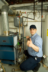 Plumber repairs furnace 