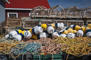 Lobster traps, floats and rope
