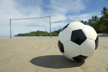 Fototapeta na wymiar Brazilian Beach Football Pitch with Soccer Ball