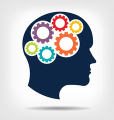 Head gears in brain system logo