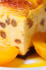 cheese casserole with raisins and peaches macro vertical