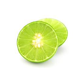 Fresh lime and slice, Isolated on white background