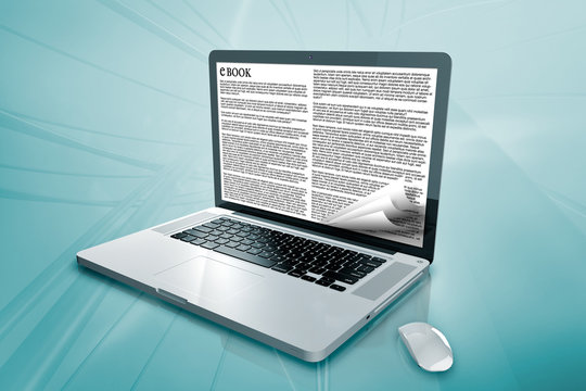 a laptop with e book on the screen